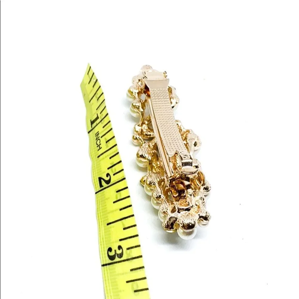 Rhinestone Pearl Gold Hair Clip